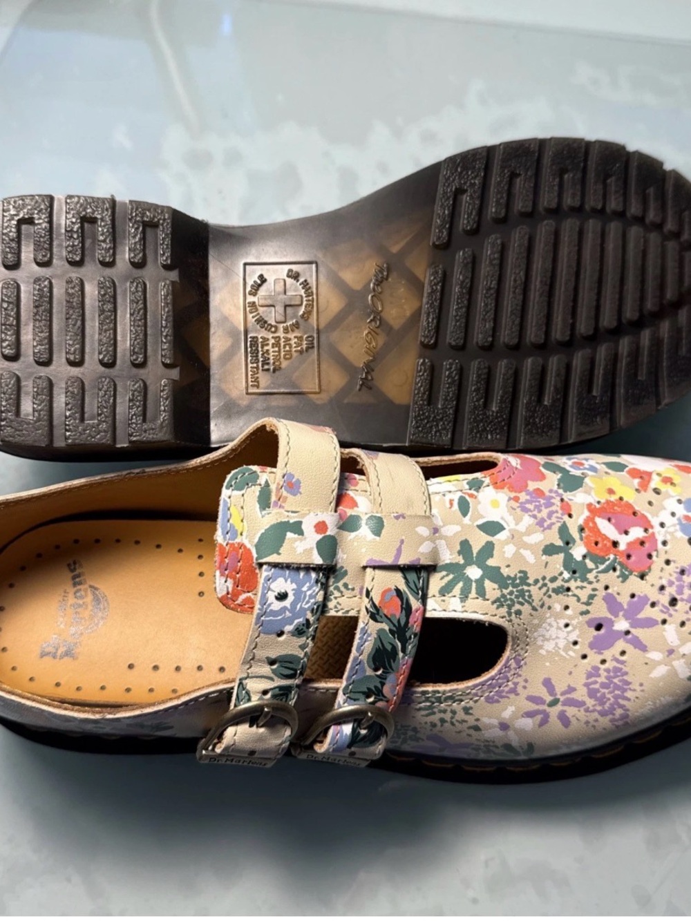 Doc Dr. Martens 8065 Floral Mash Up Mary Jane Parchment LA004 Women's Sz US L 9 - Picture 3 of 8